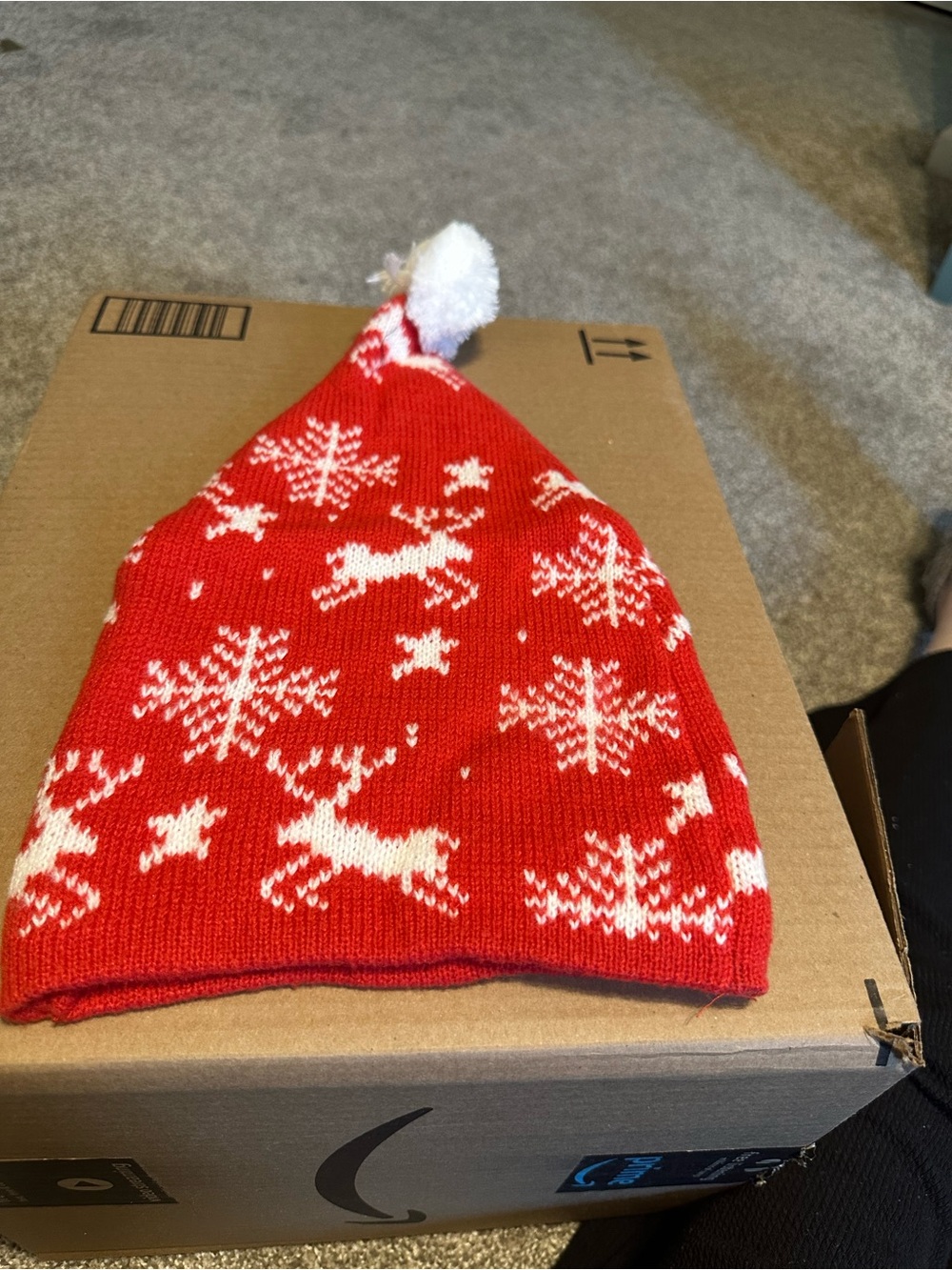 NWT Red Reindeer Pom-Pom Beanie Hat